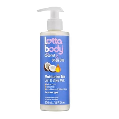 Lottabody Moisturize Me Curl and Style Milk with Coconut & Shea Oils, Lightweight Moisture-Rich Curl-Defining & Frizz-Control Styling Milk for Natural Curly, Coily & Relaxed Hair, 8 oz