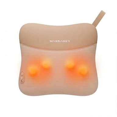 Viverde 3-in-1 Shiatsu Massage Pillow with Heat, Dual-Side Hot Compress (100–122°F), 4 Kneading Nodes, 2000mAh Rechargeable Battery, Ergonomic Support for Neck, Back & Legs, Cordless for Home & Office