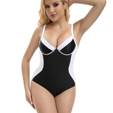 Women One Piece Swim Dress Tummy Control Swimsuits Slimming Sexy Crisscross Back Bathing Suit with Rhinestones (US, Alpha, Medium, Regular, Regular, Blck)