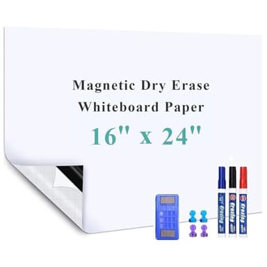 Warasee Self-Adhesive Office Whiteboard Sticker: 16" x 24" Magnetic Receptive Dry Erase Wall Film | No Ghosting Easy Peel & Stick for Professionals | Flat-Lay Ready for Meeting Room