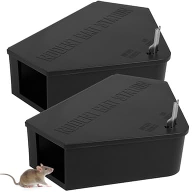Anblak 2 Pack Rat Station Box with Keys, Rodent Station Keeps Rats Away, Keeps Children and Pets Safe, Key Unlocking, Reusable & Long-Lasting, Indoor & Outdoor