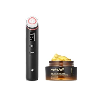 medicube K-Viral Duo for Uneven Skin Tone: Age-R Booster Pro | 6-in-1 Real Glass Glow Device and Deep Vitamin C Golden Capsule Face Moisturizer | Stocking Stuffers for Women, Gifts for Her