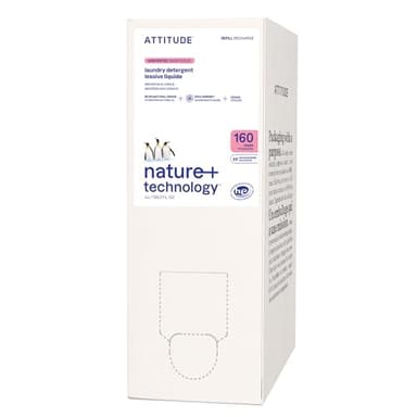 ATTITUDE Liquid Laundry Detergent Refill, EWG Verified, HE Compatible, Plant-Based & Vegan, Natural Laundry Soap, Unscented, 160 Loads, 135.26 Fl Oz