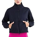 altiland Half Zip Pullover Cropped Jackets for Women Long Sleeve Workout Athletic Running Yoga Shirts (S, Black)
