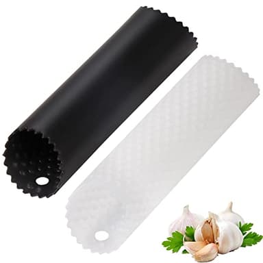 Sinnsally Garlic Peeler Skin Remover Roller,Easy Quick to Peeled Garlic Cloves with Silicone Tube Roller Garlic Peeling Kitchen Tool (Black,Clear)