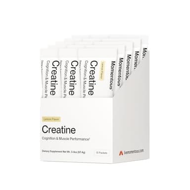 Momentous Creatine Lemon Monohydrate Powder - Creatine Powder - Supports Strength, Lean Muscle, & Recovery for Men & Women - NSF Certified for Sport - 6.49 g per Serving - 15 Servings