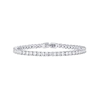 PAVOI Rhodium Plated Tennis Bracelets for Women - 3mm Cubic Zirconia Classic Gold Tennis Bracelets for Women and Men - Trendy CZ Jewelry Gifts - Size 6.5 Inches