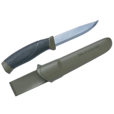 Morakniv Companion Carbon Steel Fixed-Blade Knife with Sheath, 4.1 Inch, Military Green