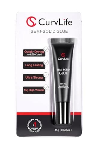 Curvlife Super Strong Nail Glue 15g for Press On Nails - Quick Drying, Semi Solid, Long Lasting, No UV Light Needed