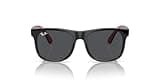 Ray-Ban Junior RJ9069S Justin Marvel Collection Square Sunglasses, Black and Red/Black Web/Dark Grey, 48 mm
