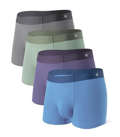 DAVID ARCHY Men's Underwear Trunks Modal Support Pouch Ultra Soft Breathable Seamless Underwear for Men 4 Pack (M, Blue/Gray Green/Light Gray/Gray Purple)