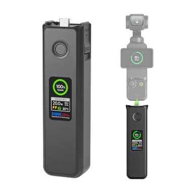SYMIK Intelligent Battery Handle for DJI Osmo Pocket 4, Pocket 3, Xtra Muse, Built-in 5000mAh Battery, Portable Pocket 4 Battery Handle Grip w/LCD Display, 20W Fast Charging, 1/4'' Thread