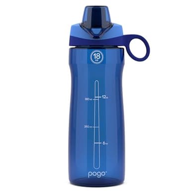 Pogo BPA-Free Tritan Plastic Water Bottle with Chug Lid, 18 Oz, Blue