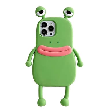 Yatchen Ugly Case Compatible with iPhone 15 Pro Max, Kawaii Phone Case 3D Cartoon Cute Frog Soft Silicone Unique Fun Cover Slim Fit Anti-Drop Protector for Women Girls Green