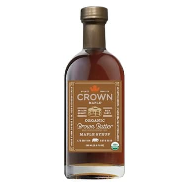 Crown Maple Brown Butter Flavor Organic Maple Syrup, Gluten Free, No Preservatives, Non-GMO Pancakes, Waffles, and French toast Breakfast Topping, 8.5 Fl Oz (Pack of 1)