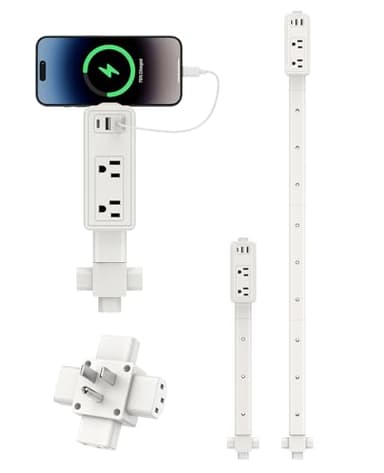 Outlet Extender Stick, 360° Rotatable Modular Plug Expander with 2 AC Outlets, USB-A & USB-C Ports, Free Combination 9” to 36”, Wall Socket Extender for Nightstand, Sofa, Bed, Cabinet, Home & Dorm