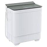 Sustainova Portable Washing Machine Twin Tub 18.7 Lbs Capacity, (14.3 Lbs) and Spinner(4.4 Lbs) Combo Compact Laundry Washer for Home, Apartment, Camping, RVs and Dorms, Black/White