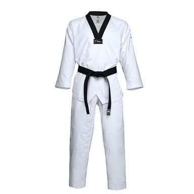 adidas Eco Fighter Taekwondo Dobok Uniform WT Approved 100% Polyester Ultralight - Black V-Neck - Size 190 (5)