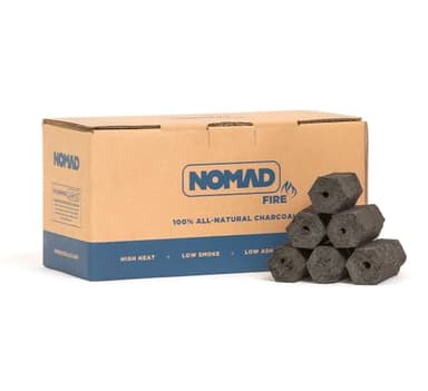 Nomad Fire 100% All-Natural Hardwood Charcoal | 10 LBS | Thai-Style Binchotan | Long Burning (4-6 hrs), High Heat, Low Ash, Low Smoke. Pro Charcoal for Nomad, Kettles, Kamados, Charcoal Smokers