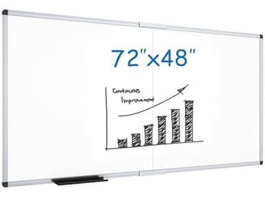 VIZ-PRO Magnetic Dry Erase Board, 72 X 48 Inches, Foldable Wall-Mounted Whiteboard with Silver Aluminum Frame & Marker Tray for School Office and Home 6' X 4'