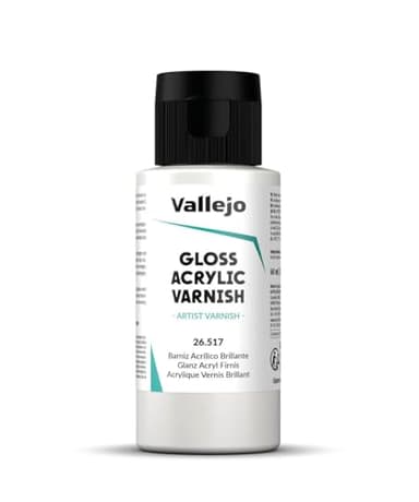 Vallejo - Permanent Acrylic Varnish | Glossy Finish 60 ml. (2.02 fl.oz.) | Extraordinary Hardness & Permanence | Scratch Resistant & Non-Yellowing | Outdoor and Indoor Surfaces