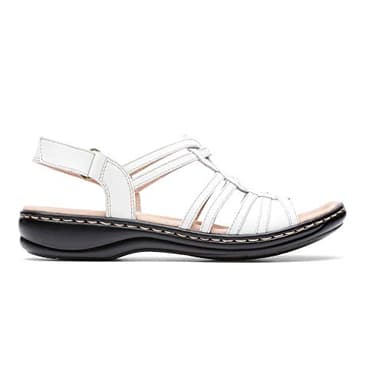 Clarks womens Leisa Janna Sandal, White Leather, 10 Wide US