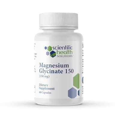 Scientific Health Solutions Magnesium Glycinate 150 mg – High‑Absorption Magnesium for Heart, Bone & Muscle Health – Supports Leg Cramps & Cardiovascular Function – Gentle on Stomach, Vegan, 60 Count