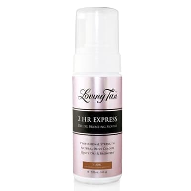 Loving Tan 2 HR Express Self Tanning Mousse, Dark - Streak Free, Natural, Professional Quality - 5+ Sunless Self Tanner Applications per Bottle, Cruelty Free, Naturally Derived DHA - 4 FL Oz