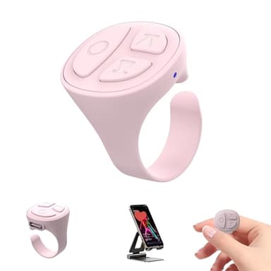 SOFAMIRI TikTok Scrolling Ring, Bluetooth Camera Remote,Scrolling Ring Remote for TikTok iPhone Facebook YouTube Instagram Android Phone, Fingertip Wireless Scroller Page Turner (Pink Single Ring)