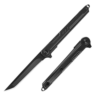 FUNBRO EDC Pocket Knife - 7CR13Mov Steel Tanto Blade, Slim Survival Knife with Clip and Liner Lock, Window Breaker for Outdoor Camping- Stocking stuffer Gifts for Men Women