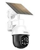 AOSU Solar Security Camera Wireless Outdoor with Panoramic PTZ, Human Auto Tracking, 2K Night Vision, Light and Sound Alarm, 2-Way Audio, Compatible with Alexa/Google Assistant