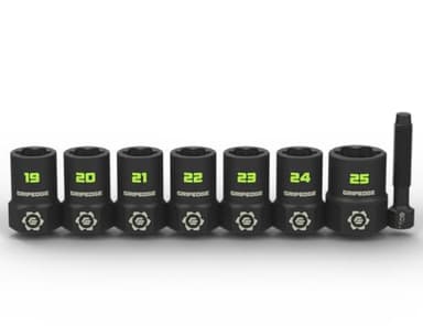 Grip Edge Tools | 7-PC – 1/2'' Drive Metric RPT Socket Extractor Set | Sizes 19 – 25 MM | Removes Broken Studs, Stripped Bolts and Lug Nuts | Includes Premium EVA Foam Storage|