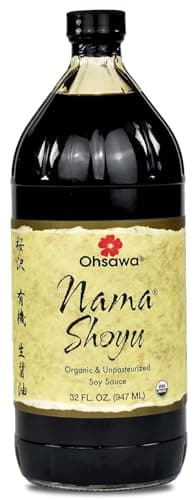 Ohsawa Nama Shoyu, Organic and Aged in 150 Year Cedar Kegs for Extra Flavor - Japanese Soy-Free Sauce, Low - Sodium, Non-GMO, Vegan, Kosher - 32 oz