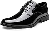 Vostey Men's Dress Shoes Formal Business Oxfords Brogue Tuxedo Dress Shoes for Men (BMY637 patentblack Size 10.5)