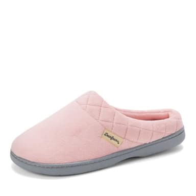 Dearfoams Women's Indoor/Outdoor Memory Foam Darcy Microfiber Velour Clog, Wide Widths Slipper, Pale Mauve, Medium