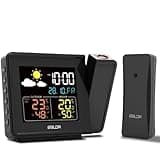 BALDR Projection Alarm Clock with Temperature - Atomic Projection Clock with Indoor and Outdoor Temperature, Digital Projection Alarm Clocks for Bedrooms, Weather Station Alarm Clock with Projector