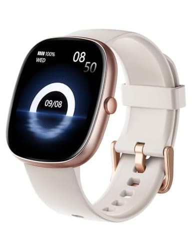 HUAKUA Smart Watches for Women Men Compatible with iPhone/Android Phones Answer/Make Calls, 1,85" HD Fitness Tracker with Heart Rate/Sleep Monitor Pedometer for Walking Running, Waterproof, Starlight