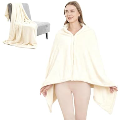 SNZ Wearable Blanket for Womens and Mens, Comfy Flannel Poncho, Snuggie Warm Shawl Wraps for Women, Birthday Gift Ideas