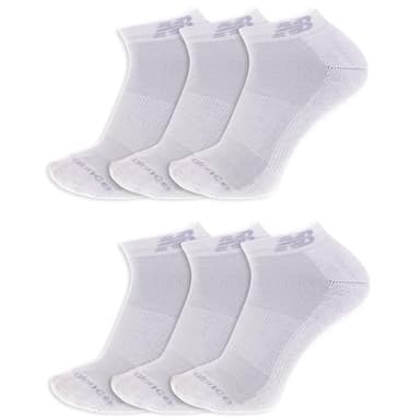New Balance Unisex Low Cut Sock 6 Pair Pack, White, Medium