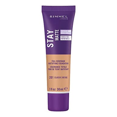 Rimmel London Stay Matte Liquid Mousse - 201 Classic Beige - Foundation, Lightweight, Shine Control, Oil-Free, 1oz