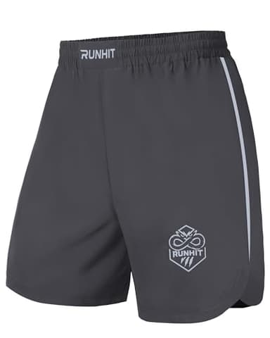 Runhit Men's MMA Shorts – BJJ Fight Shorts for Wrestling, Boxing, No Gi, Jiu Jitsu, Muay Thai, Training, Cage Fighting, Grappling, Kickboxing Grey XL