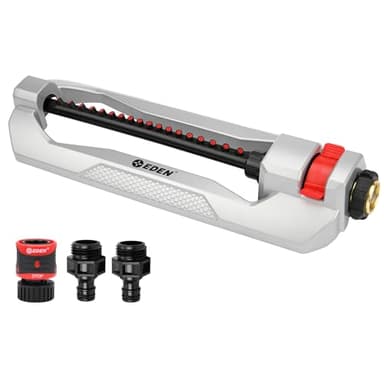 Eden 94110 Heavy-Duty Metal Oscillating Sprinkler | Covers Up to 3,315 sq. ft., 18 Precision Nozzles, Adjustable Range, Turbo Drive Motor, Quick Connect Bundle