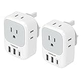 UK Adapters for Travel 2 Pack, TESSAN Type G US to UK Plug Adapter with 4 Outlets 3 USB Charger(1 USB C Port), Power Adaptor for USA to Ireland Scotland Dubai Hong Kong England British Kenya London