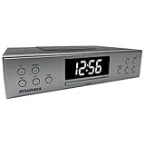 PROSCAN Under Cabinet Clock Radio, Music System with Bluetooth Streaming and FM Radio, Silver