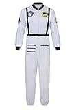 Jutrisujo Astronaut Costume Adult for Mens Space Suit Cosplay Costumes Spaceman Jumpsuit Halloween White M