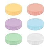 BlingKingdom 6 PCS Colored Plastic Mason Jar Lids with Gaskets 70mm Regular Mouth Food Storage Caps Reusable Jar Lids for Mason Canning
