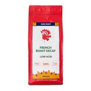 Puroast Low Acid Coffee Decaf | Decaf French Roast Ground | Dark Roast | High Antioxidants & High pH |No Bitter Aftertaste | Reduced Heartburn & GERD | Suitable for Cold Brew - 2.2 LB