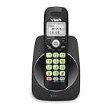 [New] VTech VG131-11 DECT 6.0 Cordless Phone - Bluetooth Connection, Blue-White Display, Big Buttons, Full Duplex, Caller ID, Easy Wall Mount, 1000ft Range (Black)