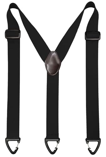 ZEAIFROOG Under Shirt Suspenders for Men or Women.1.5 In belt loop Heavy Duty Men's Black Suspenders for Jeans or Pants.