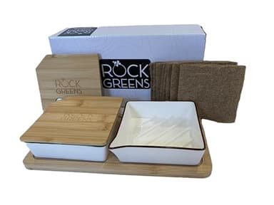 Microgreens Growing Kit. Easy-To-Use, Self-Watering. Includes Two Specially Designed Color-Coded Ceramic Trays With Matching Lids to Create an Optimal Cozy Microenvironment for Seeds; Mats, and a Tray